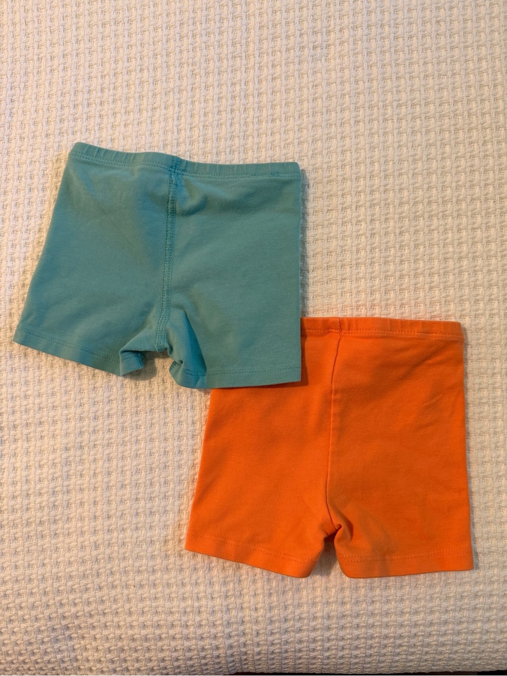 Primary Baby Girls’ Stretch Bike Shorts in Teal and Orange - Picture 2 of 4